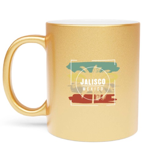 Jalisco Mexico Artistic Palm Tree Retro Metallic Mugs