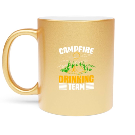 Campfire Drinking Team Camping Lover Camper Beer Metallic Mugs