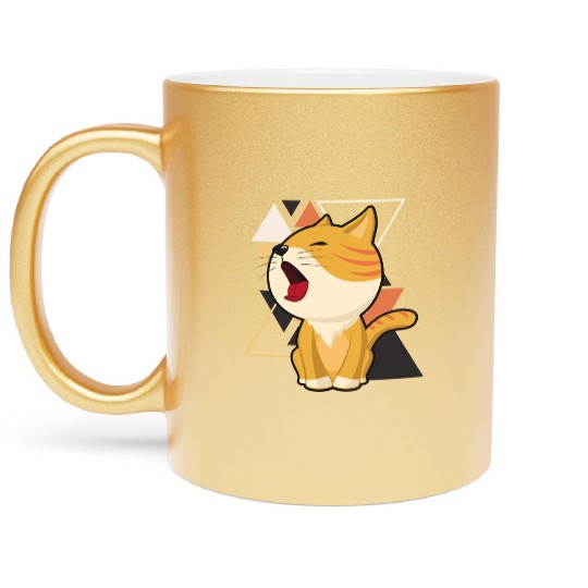 Cute little cat adorable kitty Kittenlove cat mom Metallic Mugs