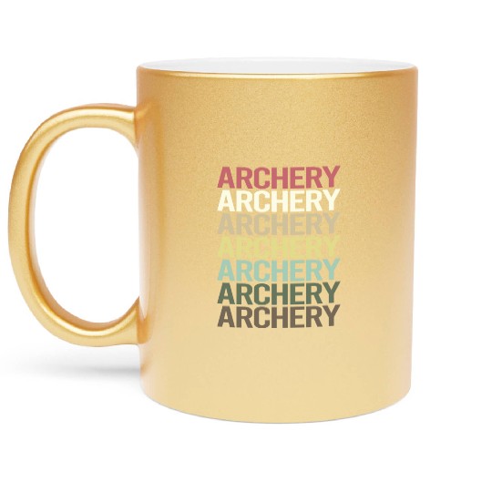 Colorful Text Archery Archer Arrow Arrows Bow Metallic Mugs