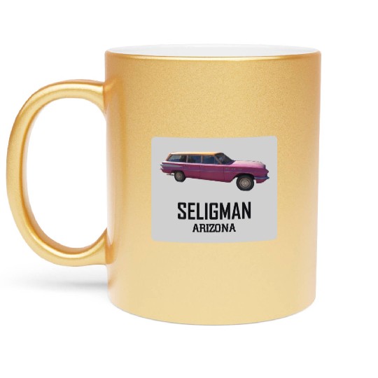 Old car city of Seligman in Arizonna, US Route 66 Metallic Mugs