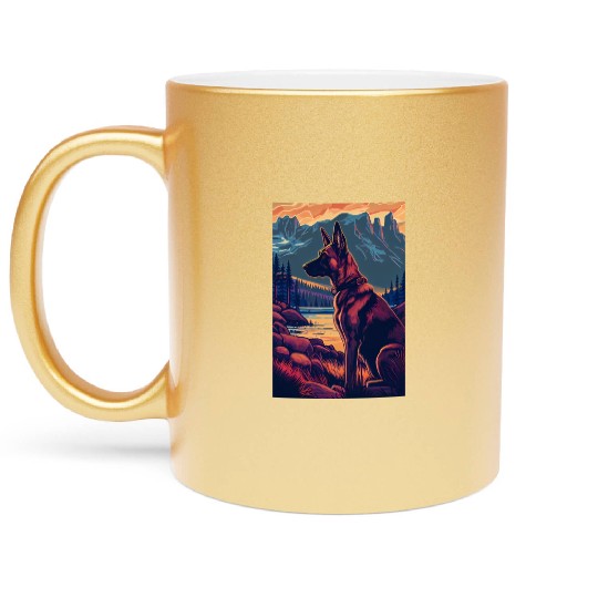 Belgian Malinois Nature Metallic Mugs