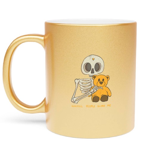 Normal People Scare Me Skull Halloween Metallic Mugs