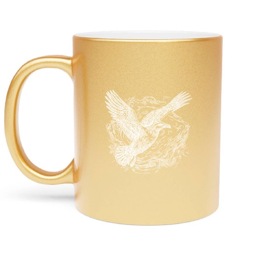 Flying Seagull Over The Sea Metallic Mugs