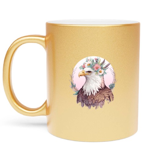 Birds Of Prey Bald Eagle Flower Crown Floral Birdi Metallic Mugs