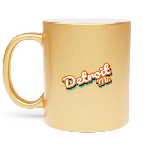 Retro Vintage Detroit Mi Metallic Mugs