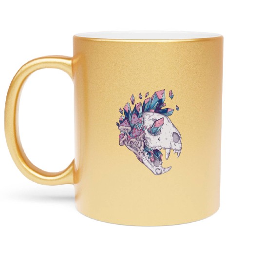 Crystal Cat Skull Metallic Mugs