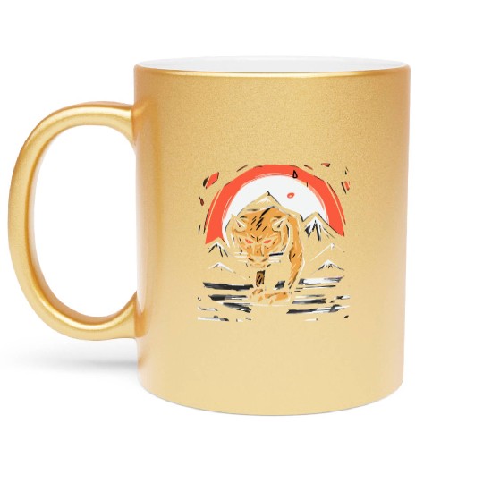 zen cartoons japan tiger mountains Metallic Mugs