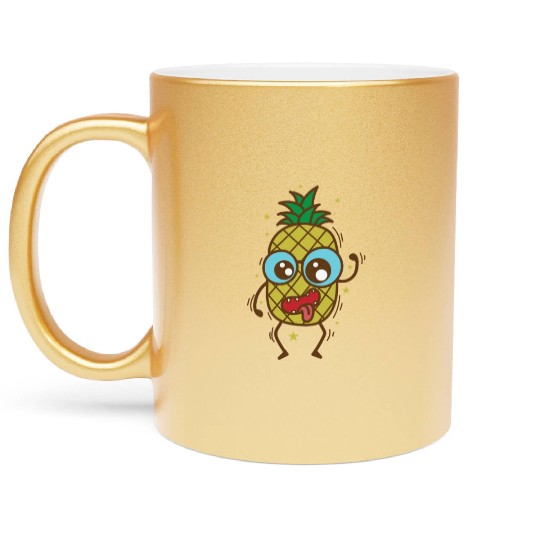 crazy Pineapple tropical sweet Fruit Metallic Mugs