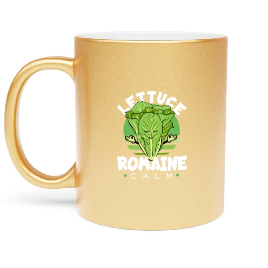 Lettuce Romaine Calm Mindfulness Vegan Yoga Lover Metallic Mugs