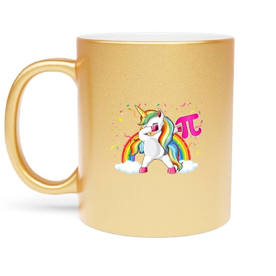 Dabbing Pi Day Unicorn Mathematic Superhero Metallic Mugs
