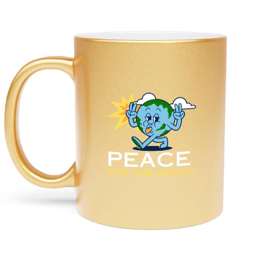 Spread Peace with our World-Embracing Design Metallic Mugs