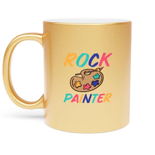 Great Rock Painter Outfit Rock Painting Lovers Metallic Mugs