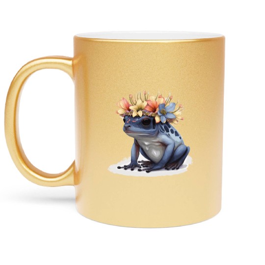 Cute Poison Dart Frog Flower Crown Amphibian Lover Metallic Mugs