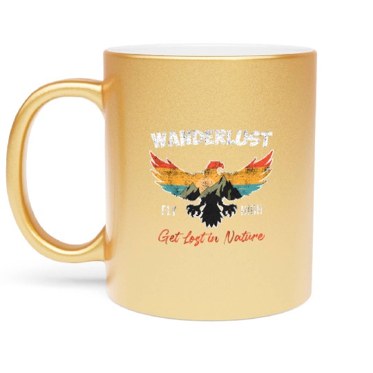 Wanderlust Mountaineer Hiking Mountain love Metallic Mugs