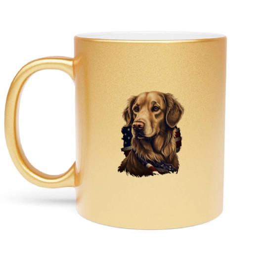 Golden Retriever American Flag Dog Lover Metallic Mugs