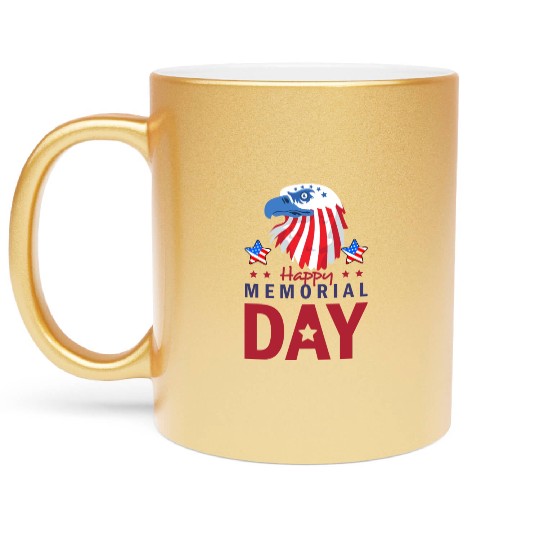 Happy Memorial Day Veterans Brave US Eagle Stars Metallic Mugs