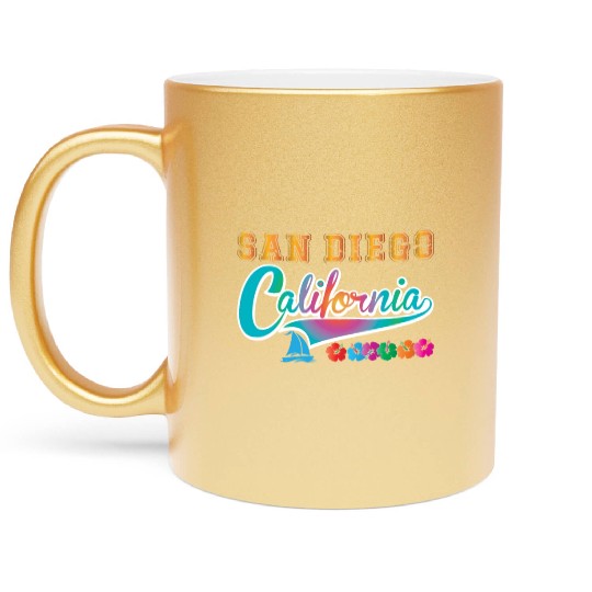San Diego Vacation California Souvenir Beach Metallic Mugs
