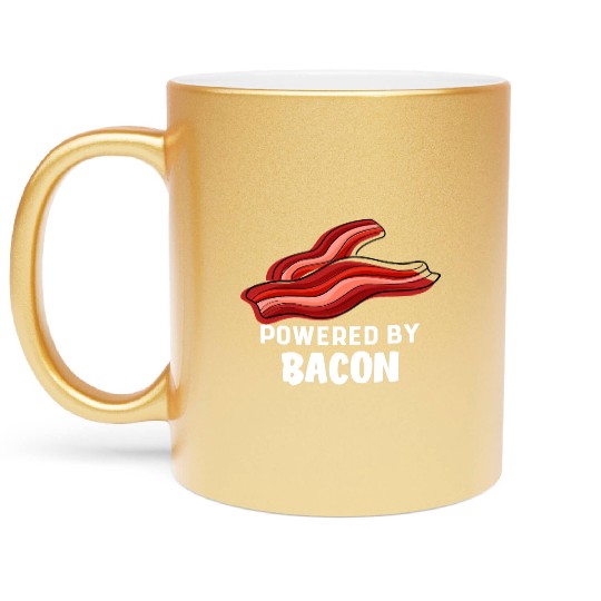 Funny Saying Powered By Bacon Pig Farmer Humorous Metallic Mugs
