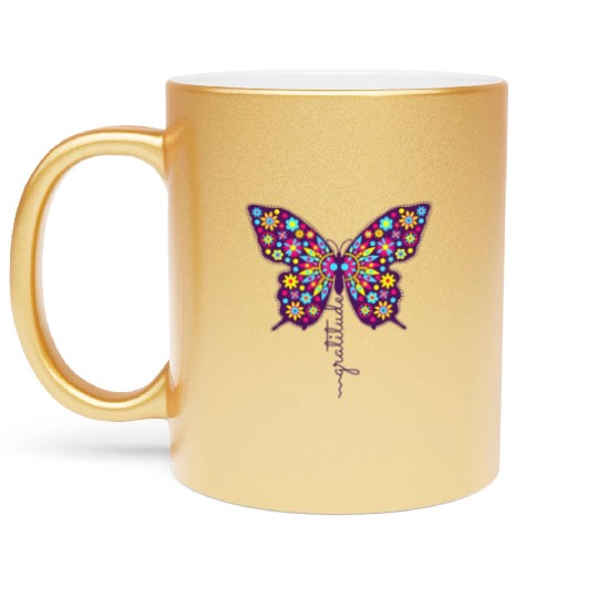 butterflies floral Metallic Mugs
