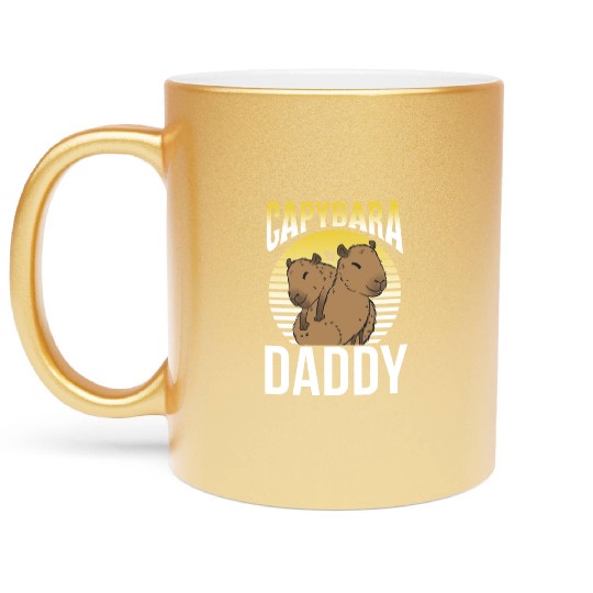 Capybara Daddy Lover Animal Rodent Capybaras Dad F Metallic Mugs