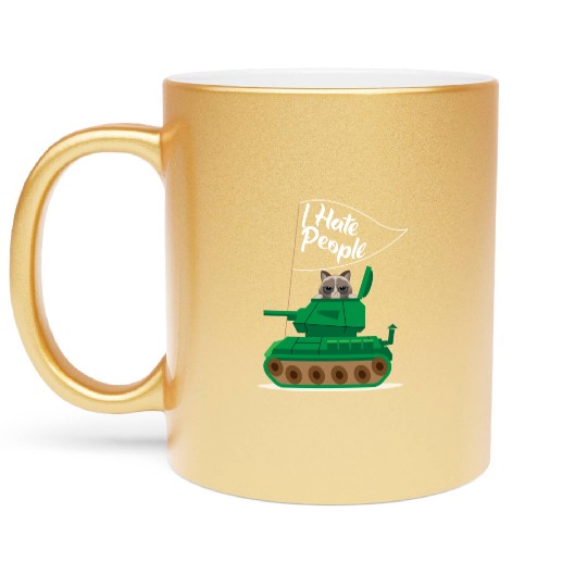 I Hate People Cat Tank Funny I Hate People Metallic Mugs