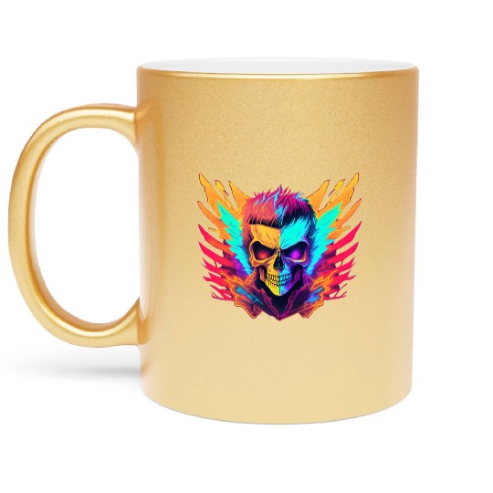 Neon Wings Skull Metallic Mugs