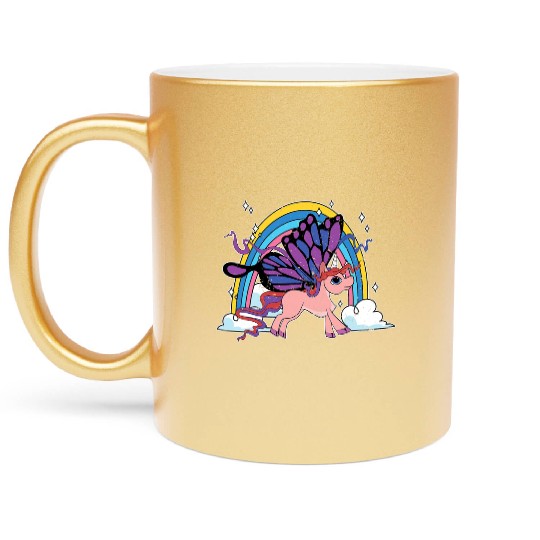 Rainbow Animal Lover Insect Butterfly Fa Metallic Mugs