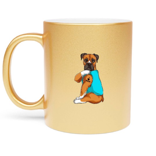 Boxer I Love Mom Tattoo Apparel Dog Mom Gifts Metallic Mugs
