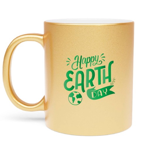 Happy Earth Day design . Metallic Mugs