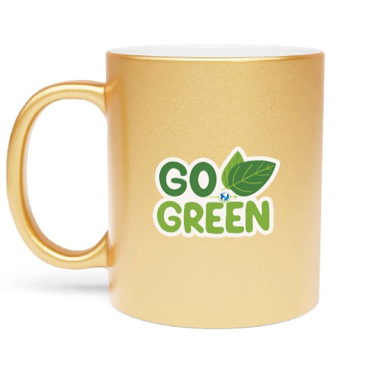 Go Green Earth Day design . Metallic Mugs