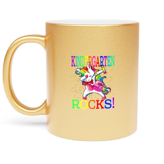 Kindergarten Rocks Unicorn Back To School Metallic Mugs