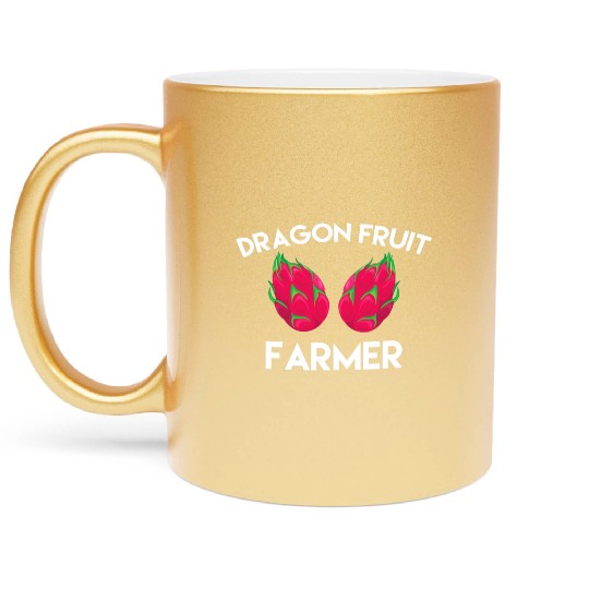 Dragon Fruit Farmer Outfit Love Tropical Food Metallic Mugs