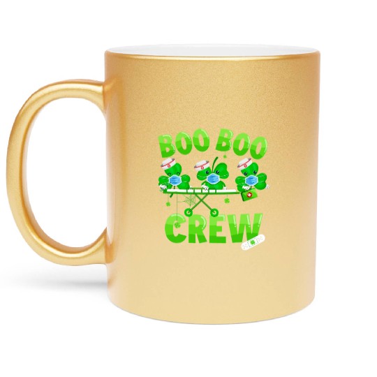 Boo Boo Crew Nurse St Patricks Day Shamrock Metallic Mugs