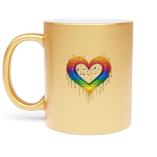 Celebrate Diversity: LGBT Rainbow Heart for Metallic Mugs