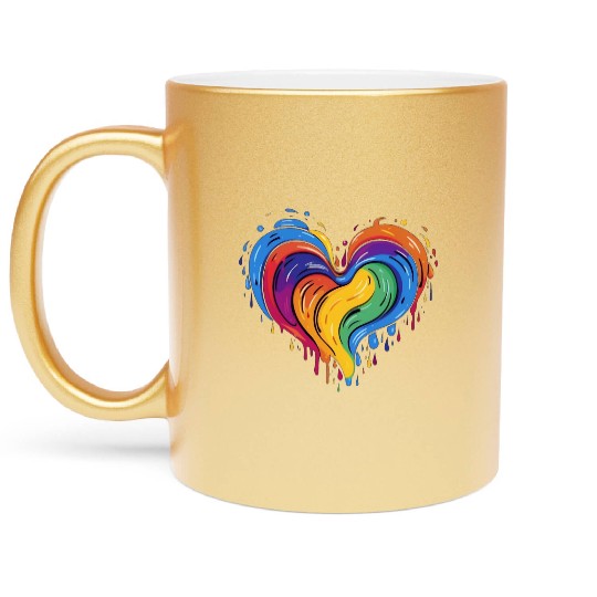 Love is Love: LGBT Rainbow Heart for All Metallic Mugs