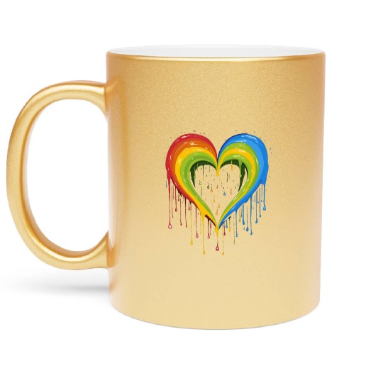 Love is Universal: LGBTQ+ Rainbow Heart, Metallic Mugs