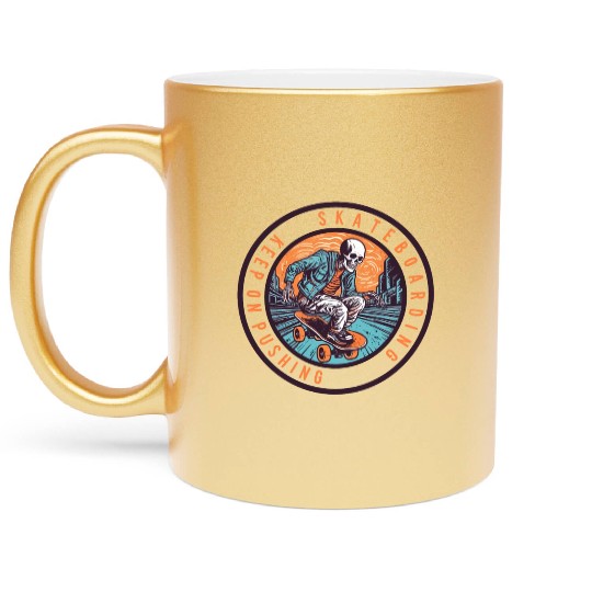 Skull Skeleton Skateboard Skater Metallic Mugs