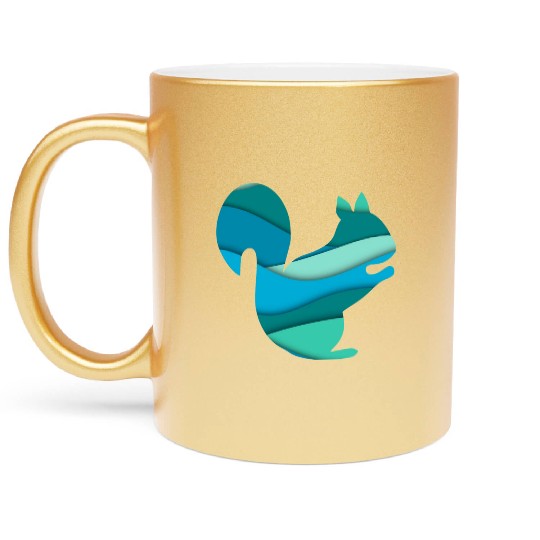 Teal Squirrel Metallic Mugs