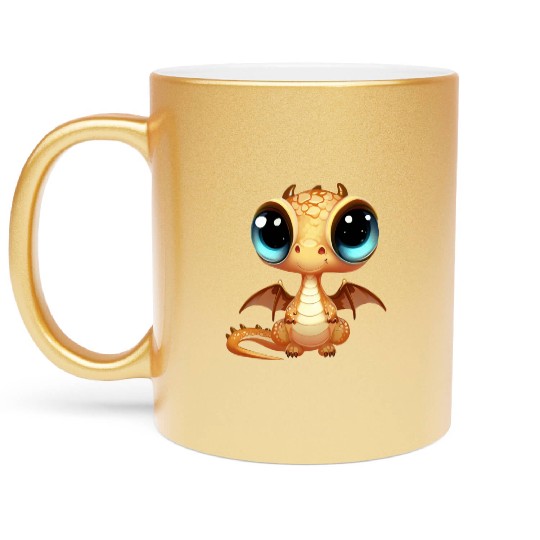 CUTE DRAGON FANTASY MEDIEVAL TIMES PUPPY BABY Metallic Mugs