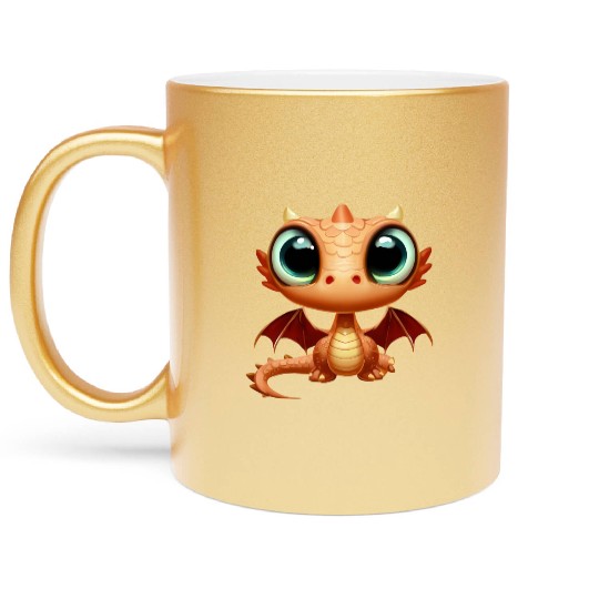 CUTE BABY DRAGON FANTASY MEDIEVAL TIMES Metallic Mugs