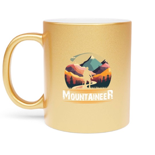 Mountaineer Mountains climbing Hiker Wanderlust Metallic Mugs
