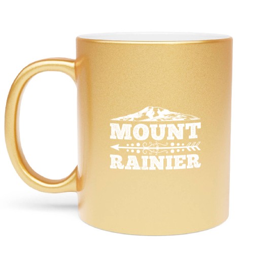 Mount Rainier climber Hiker Mountains Metallic Mugs