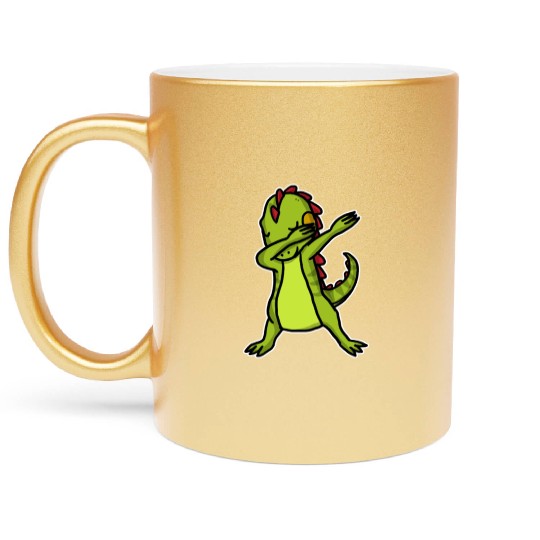 Funny Dabbing Iguana Dab Dance Reptile Lover Metallic Mugs