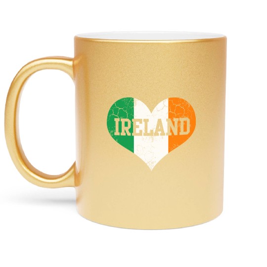Ireland Flag Heart Irish St Patrick s Day Metallic Mugs