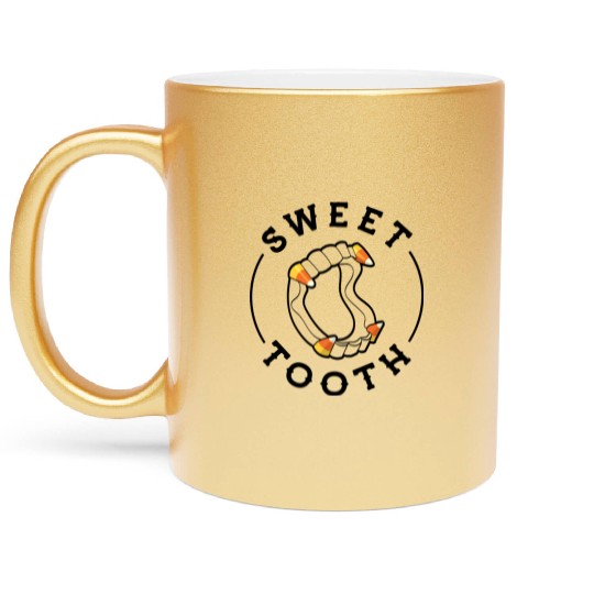 Halloween Candy Corn Fangs Sweet Tooth Metallic Mugs