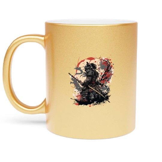 Samurai Warrior with Katana Metallic Mugs