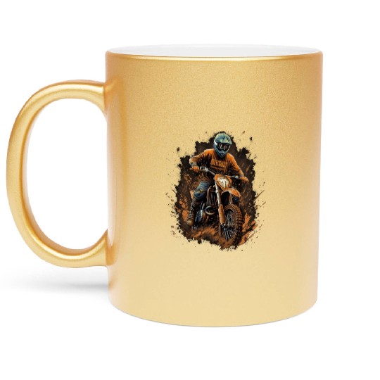Dirt Bike Biker Motorcycle Mud Offroad Riding Metallic Mugs