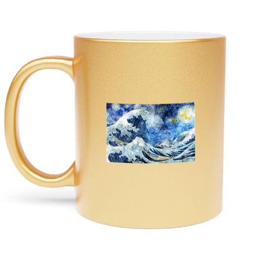 Great Wave During a Starry Night Click on Artist Metallic Mugs