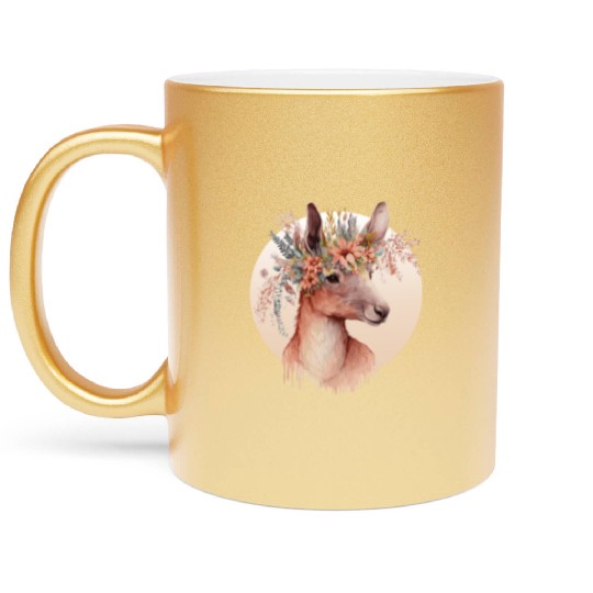 Cute Australian Kangaroo Flower Crown Animal Lover Metallic Mugs